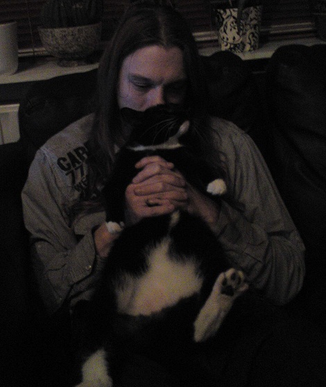 Me and Noobie (he was being punished for trying to steal food, mandatory petting time)